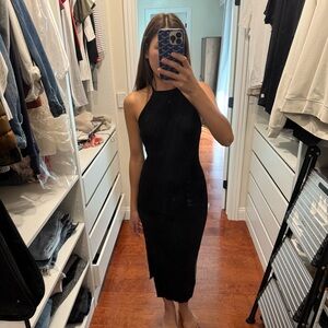 Elegant Black Halterneck Dress